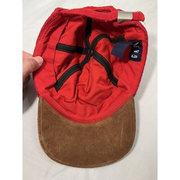 Vintage Gap Hat Baseball Cap Strap Back Wool Crown Red Suede Body Adult O/S - Picture 6 of 10